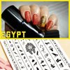 3D Egyptian Pharaoh Lotus Nail Stickers 4Pcs for Acrylic Nails Art Self Adhesive Celestial Trippy Luxury Designs Gold Nail Jewels Evil Eye Metallic Charm Zodiac Glitter Chakra Old English Anime Decals
