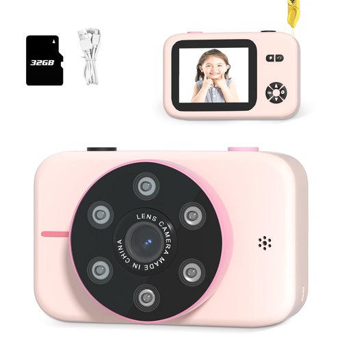 Makolle Kids Camera, Christmas Birthday Gifts for Girls Age 3-8,Video Cameras for Kids 8-12,Childrens Digital Camera for vlogging Portable Kids Selfie Camera with 32GB SD Card Pink