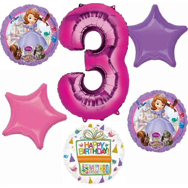 Anagram Sofia the First 3rd Birthday Party Supplies Balloon Bouquet Decorations