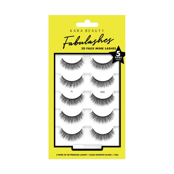 KARA BEAUTY FABULASHES 5 IDENTICAL PAIRS Multi-pack 3D Faux Mink False Eyelashes - Style KA5200