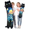Mewaii Long Cat Plush 5 Sizes, 120% Extra Filling Giant Plushness Kids Body Pillow, Kawaii Cute Black Starry Cat Stuffed Animals Plushies, Big Long Body Pillow Cat Plush Gift for Girls 20”