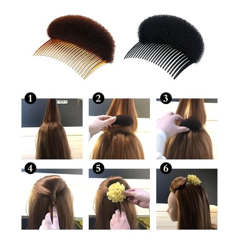 2 PCS Hair Bump Inserts Women Sponge Volume Bump Inserts Hair Comb Hair Bases Hair Styling Tools Black Sponge Hair Accessories