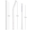 ALINK Clear Glass Straws, 9 in X 10 mm Reusable Straight & Bent Smoothie Straws, Set of 4 with Cleaning Brush