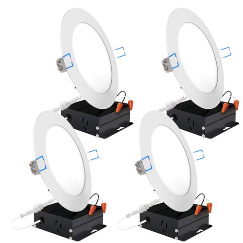 Sunco Lighting 4 Pack 6 Inch Ultra Thin LED Recessed Ceiling Lights Slim, 5000K Daylight, Dimmable, 14W=100W, Wafer Thin, Canless with Junction Box - Energy Star ETL T24