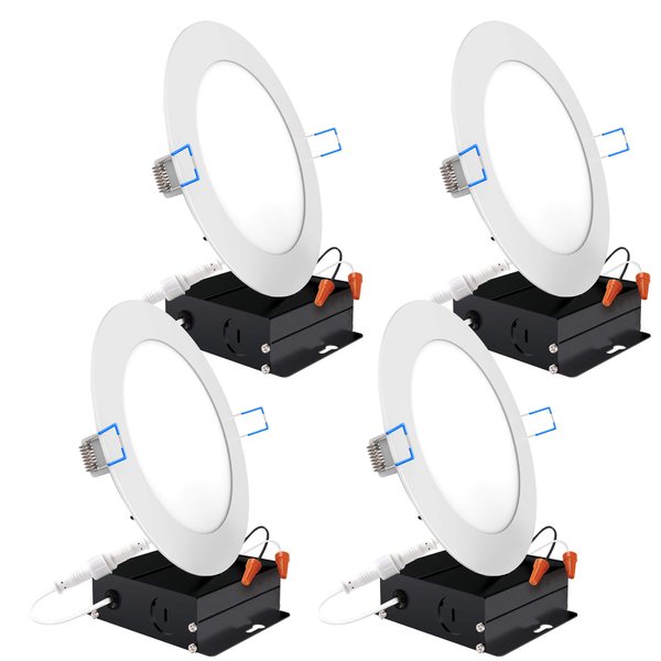 Sunco Lighting 4 Pack 6 Inch Ultra Thin LED Recessed Ceiling Lights Slim, 5000K Daylight, Dimmable, 14W=100W, Wafer Thin, Canless with Junction Box - Energy Star ETL T24