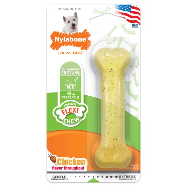 Nylabone Flex Chew Moderate Dog Chew Toy Bone, Chicken Flavor, Small/Regular (1 Count)