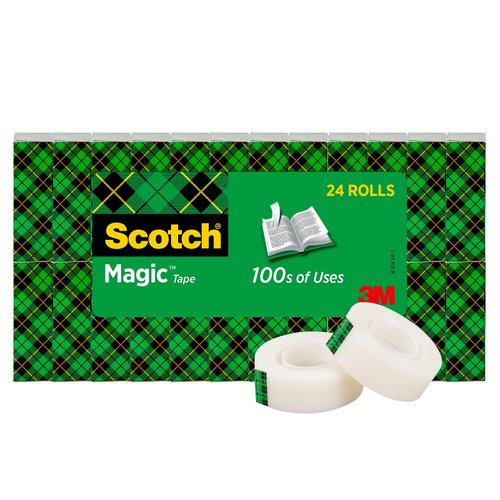 Scotch Magic Tape, 24 Rolls, Numerous Applications, Invisible, Engineered for Repairing, 3/4 x 1000 Inches, Boxed (810K24)