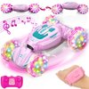 Gesture Sensing RC Stunt Car, Remote Control Car Christmas Birthday Gifts for Kids Age 6-12, 2.4Ghz Hand Controlled Twist Cars, 360° Rotating Off Road Car Toy for Girls Boys Age 6 7 8 9 10 11+ (Pink)