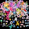 Kikonoke 100 Pieces 3D Resin Gummy Bear Nail Charms Mixed Set Cute Bow Candy Flowers Nail Art Clasps with Snowflake Heart Star Slice for DIY Manicure Tips Decor