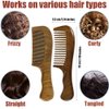 2 Pcs Wooden Comb Set Wide Tooth Comb and Fine Tooth Comb for Women Men Kids, Anti-static Detangling Comb Natural Sandalwood Comb for Curly Straight Fine Thick Hair