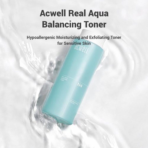 ACWELL Real Aqua Balancing LHA Hydrating & Exfoliating Facial Toner 5.4 fl.oz. - with Mineral Water pH Balancing Toner for Strengthening Skin Moisture Barrier for Sensitive Skin