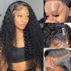 13x6 Lace Front Wigs Human Hair 210 Density Curly HD Transparent Lace Frontal Wigs Human Hair for Women Pre Plucked Kinky Curly Glueless Wigs Human Hair Wigs with Baby Hair (26 Inch, Deep Curly Wigs )