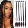 Braid Hair Extensions 6 Pcs Baby Braids Front Side Bang Long Braided Ponytail Extension 18inch Clip in Hair Extensions Straight Synthetic Hairpieces Natural Soft Synthetic Hair for Women Kids Girls Daily Wear (Brown Mix Golden)