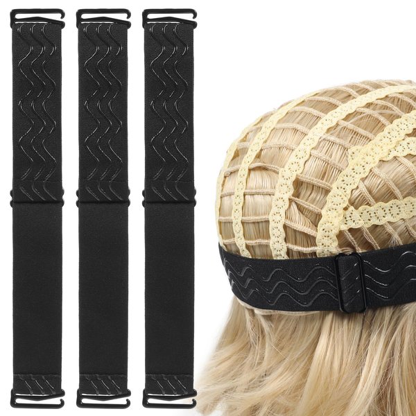 Tyqour 4 Pcs Silicone Wig Grip Band with Buckles, Adjustable Wig Bands No Slip, Elastic Band for Wigs, Wig Accessories for Women Wig Strap to Secure Wig for Glueless Wig Making