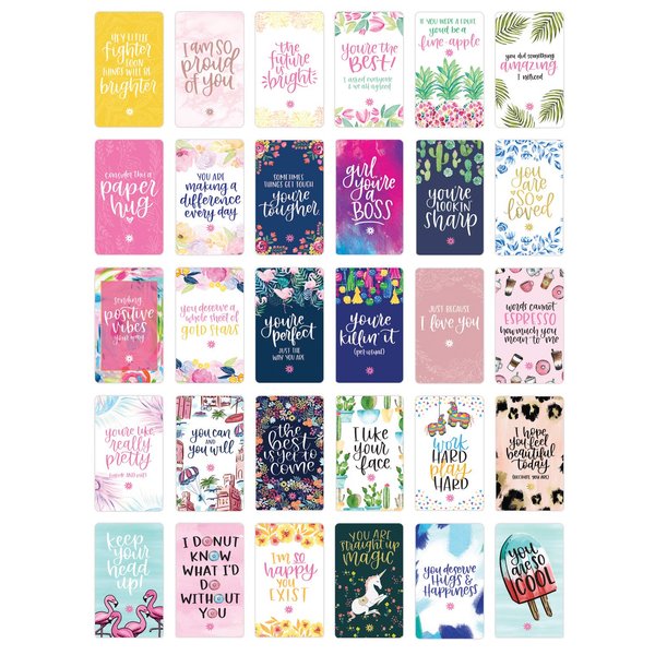 bloom daily planners Encouragement Card Deck - Cute Inspirational Quote Cards - Just Because Cards - Set of Thirty 2" x 3.5" Cards - Assorted Designs