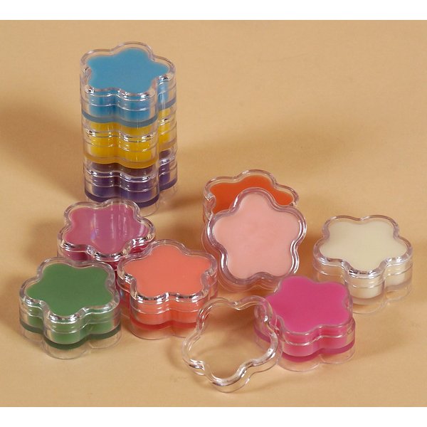30 Pack 0.2 Oz Lip Balm Flower Shape Container Plastic Jar w/Lid