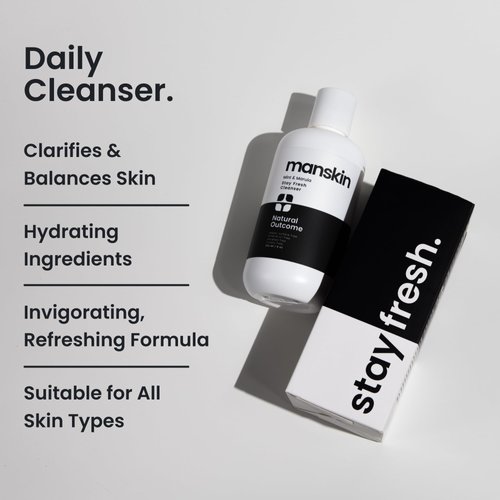 natural outcome Man Skin Face Wash Cleanser Skin Care - Mint & Marula Refreshing Facial Cleansing Gel For Men Sulfate Free 8 oz
