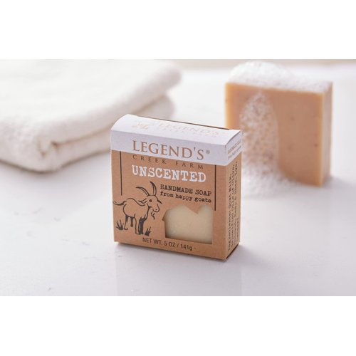 Legend’s Creek Farm Goat Milk Soap - Cleansing Moisturizing Soap Bar for Hands and Body - 5 Oz Creamy Lather, Nourishing, Gentle Natural Soap for Sensitive Skin, Handmade in USA (Unscented, Pack of 3)