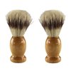 Iconikal Wood Handled Badger Hair Shaving Brush, 2-Pack Aeorsol-Free Shaving Cream