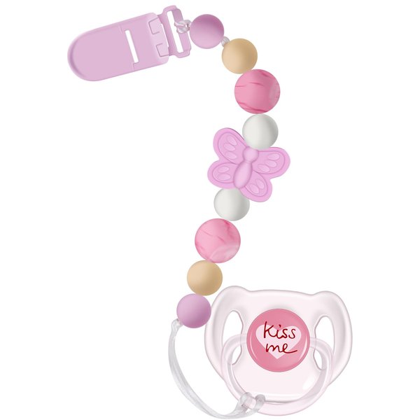 Aori Pacifier Clips for Rebron Baby Dolls Pacifier Holders Silicone Pacifier Clips with Magnetic Pacifier -Pink