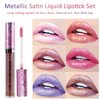 Shiny Metallic Satin Liquid Lipstick, Lipstick for Women Daily Use Moisturizing Lip Gloss, Long-Lasting Lipstick 24 Hour Waterproof Shiny Matte Non Stick Cup Lip Gloss, Colorful Long Wear Lipstick (Set)