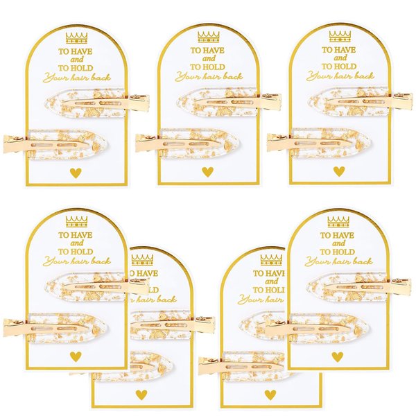 No Bend Hair Clips 5PCS 7PCS 9PCS Bridesmaid Proposal Gifts, Bridesmaid Hair Clips Gold Glitter Hair Clips, bridal shower cute hairpin Wedding party souvenir decoration gifts (Gold Hair Clip 7pcs)