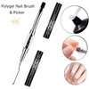 LEQ 2Pcs Nail Art Brush Set, Dual-ended Oval & Flat Gel Nail Polish Brushes Nail Art Liner Brush Polygel Slice Tool for PolyGel UV Builder Gel Nails Extension