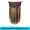 Wirees Human Hair Extensions,Ombre Chocolate Brown to Caramel Blonde Highlights Remy Hair Extensions Balayage Secrect Wire Extensions Natural Straight Hair Flip in Extensions 20 inch 100g