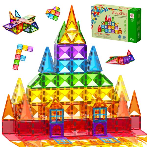 SYSKENI Magnetic Tiles Toys for Girls Kids Toddlers Ages 4-8 4-6 8-10 3D Diamond Magnetic Building Blocks STEM Learning Games Toys Birthday for 3+ 4 5 6 7 8 Year Old Girls Boys Magnet Toys