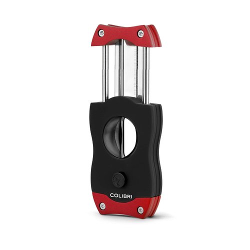 Colibri Premium V-Cut Cigar Cutter - Ergonomic Stainless Steel Spring-Loaded Blade, Ideal for up to 60+ Ring Gauge - Gift for Cigar Enthusiasts (Red)