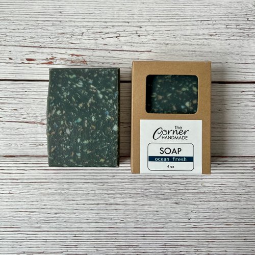 The Corner Handmade Ocean Fresh Soap Bar with Activated Charcoal, Fathers Day Gift Idea for Self Care