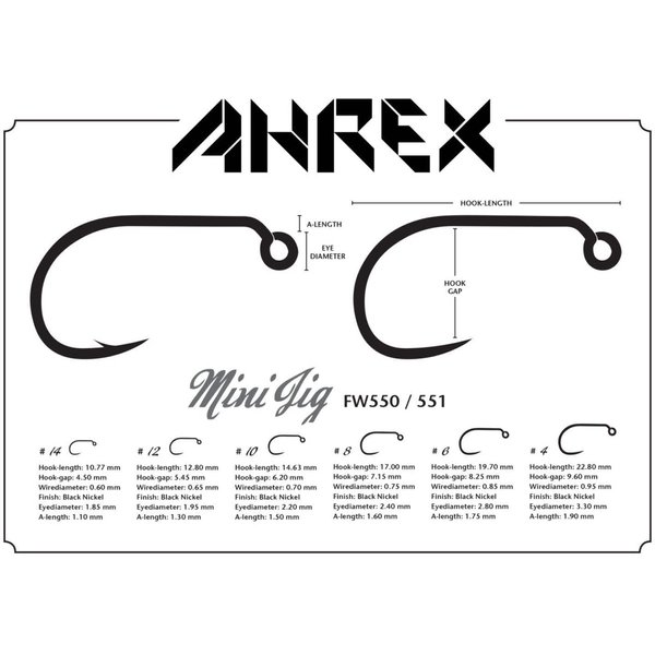 Ahrex FW550 Mini Jig Barbed Hook #14