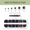 Pearls for Nails, YAEISM 2000PCS Flatback Pearls Rhinestone Multi Size Pearls for Crafts AB Half Round Pearls with Pickup Pencil and Tweezer for Nail Art and DIY Decoration (Black)