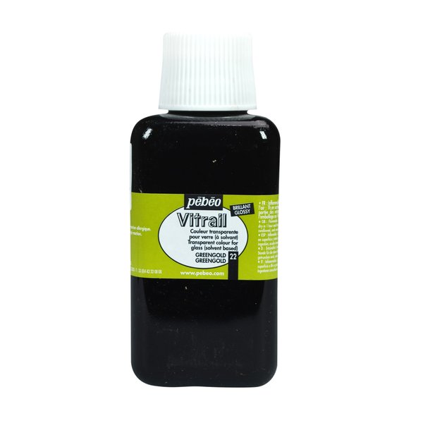 Pebeo Vitrail, Stained Glass Effect Paint, 250 ml Bottle - Green Gold, 8.45 Fl Oz (Pack of 1)