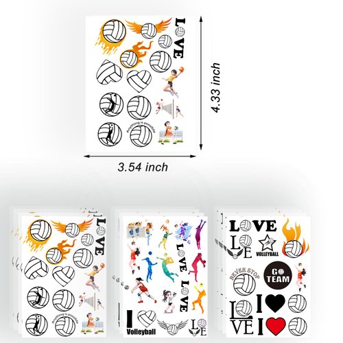 Oringaga 328 Pieces Volleyball Party Temporary Tattoos for Kids - Sports/Volleyball Themed Party Supplies Goodie Bag Stuffers Favors Prize Motivational Stickers(24 Sheets)