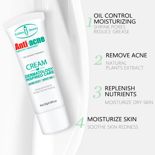 AICHUN BEAUTY Anti-Acne Cream Treats Pimple Clogged Pores Oil Control Reduces Acne Scars Shrinks Pores 20g / 0.68fl.oz