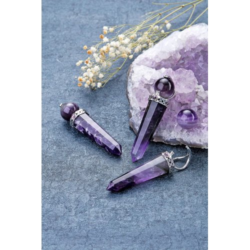 CrystalTears 3.2" Amethyst Crystal Wand Reiki Healing Crystal Point Prism Gemstone Wand Tumbled Poished Quartz Crystal Healing Stones for Meditation Wicca Crystal Therapy