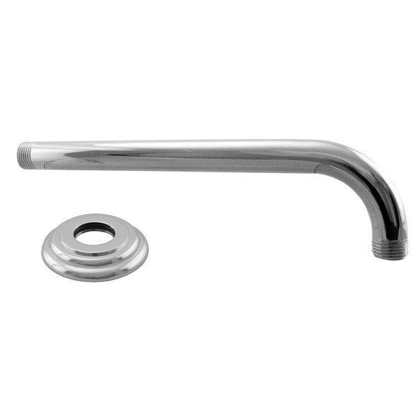 Westbrass D3700-1-26 1/2" x 10" IPS Wall Mount 90-Degree Rain Shower Arm with Flange, Polished Chrome