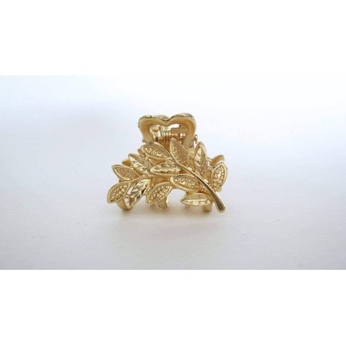 Generic Small mini gold metal leaf hair claw clip