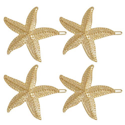 AUEAR, 4 Pack Starfish Hair Clips Bridal Hairpin Metal Hair Pins Sea Star Hair Clip Pretty Beach Hair Pin for Wedding Women Girls Barrettes Styling Hair Mermaid Accessories Valentine's