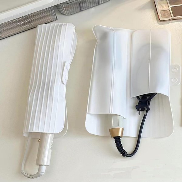 Heat Resistant Silicone Mat Travel Case Portable Travel Mat Cover for Hair Straightener, Flat Iron and Hot Hair Styling Tools (White)