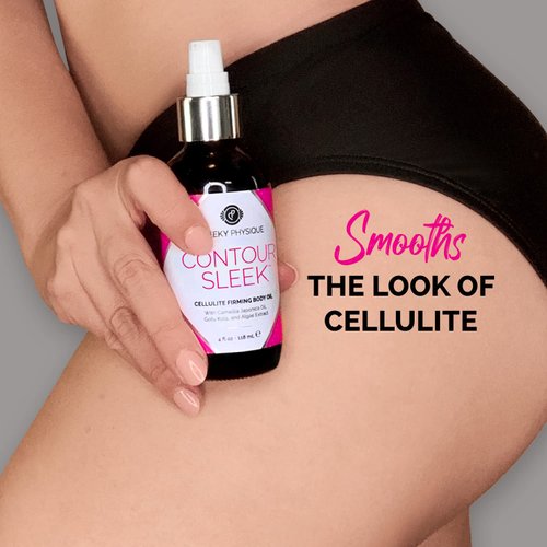 Contour Sleek Cellulite Smoothing Oil - Intensive Anti Cellulite Skin Tightening & Firming Body Oil with Gotu Kola - Natural Detox Oil for Cupping Massage or Lymphatic Drainage Treatment