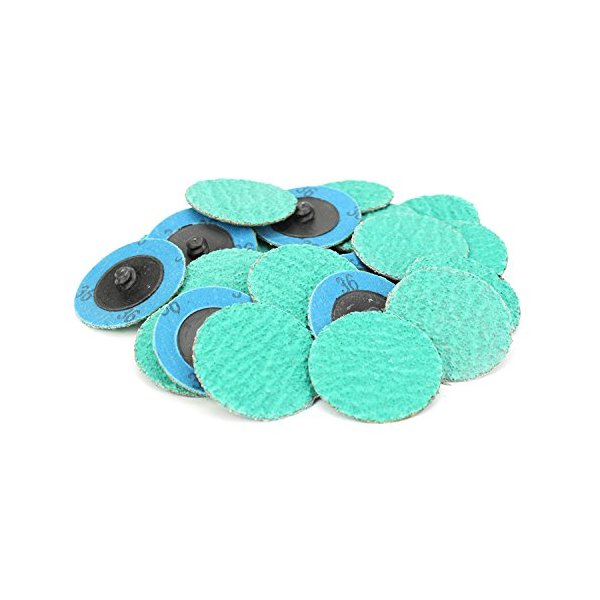 BHA Green Zirconia with Grind Aid Quick Change Sanding Discs Type R Male Roll On, 2" (36 Grit) - 25 Pack