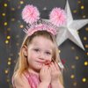 KICOSY Birthday Headbands for Girls Birthday Crown Tiara Birthday Girl Headband Party Headband Pom Pom Headband Glitter Iridescent Fringe Happy Birthday Decorations Birthday Gifts for Girls