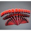 50pcs Ear Stretching Kit Silicone Tunnels Acrylic Tapers & Plugs 14G-00G Gauges Set Expanders for Women Men Body Piercing Jewelry, Red