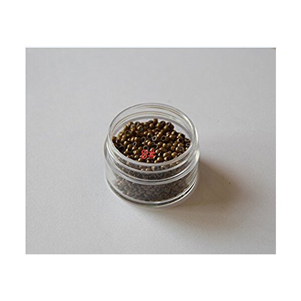 Silicone Copper Nano Beads Micro Link Tube Rings for wig Hair extensions (1000Pcs, Light Brown)
