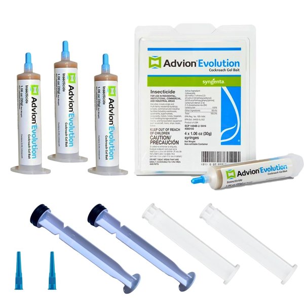 Evolution Cockroach Gel with Two Premium Rubber Tipped Plungers - 4 Tubes of Bait, Prevent Roach Infestations