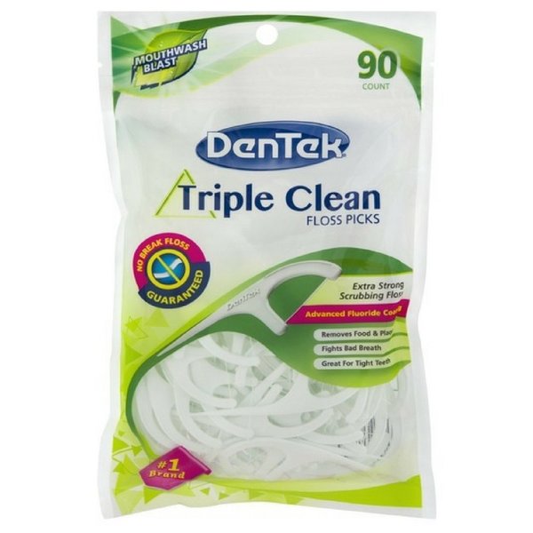 DenTek Triple Clean Advanced Clean Floss Picks 90 Count (Pack of 2)