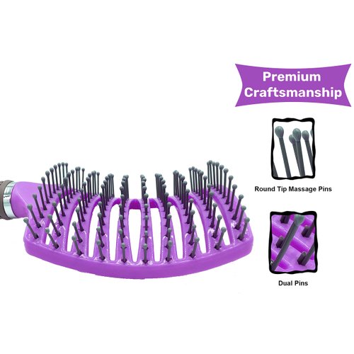 Zabolight Vent Hair Brush Vented Detangling Hair Brush for Thick Long Curly Hair, Curved Fast Blow Drying Brush for Women & Men (Purple)