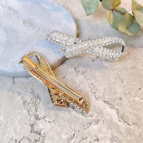 Bride Wedding Hair Clips Gold Crystal Hair Clip Alligator Hair Clips for Women Rhinestones Hairpins Hair Accessories Barrette Pack of 2